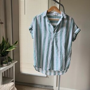 Beachlunchlounge Women's Striped Linen Blouse
